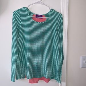 Long sleeve pink turquoise top